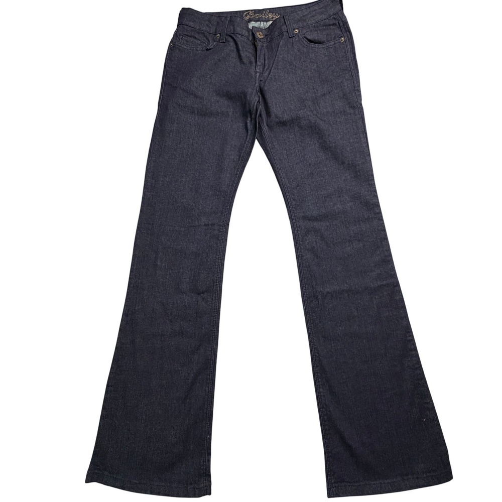 dELiA*s Bailey Dark Wash Flare Leg Jeans Size 9/10 Long Y2K Indigo Denim
